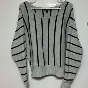 Express Grey/Black Striped Cropped Sweater